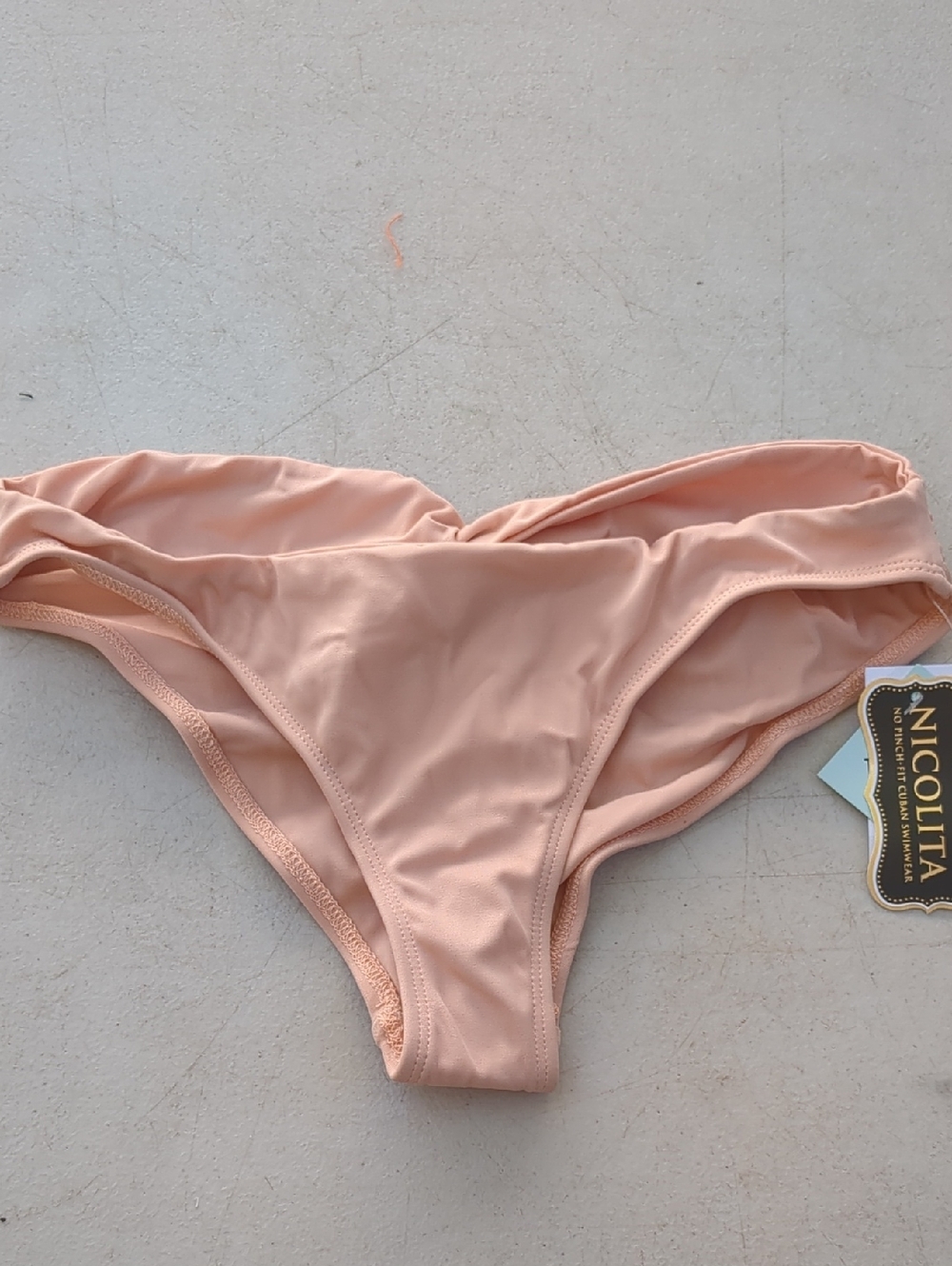 Nicolita Peach Solid Bikini Bottom